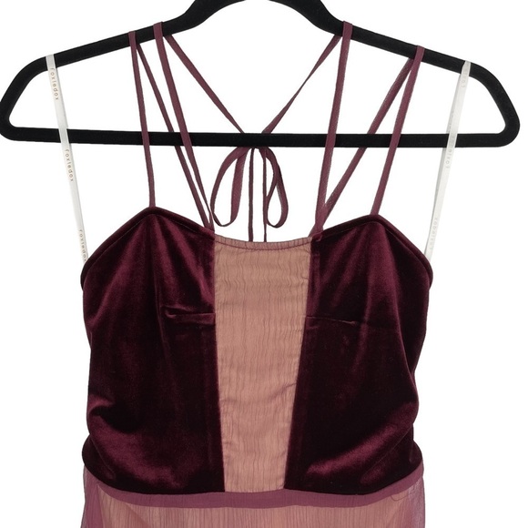 Anthropologie Foxiedox Dante Wine Lush Velvet Gauze Halter Dress Style WA560DR - Picture 6 of 13
